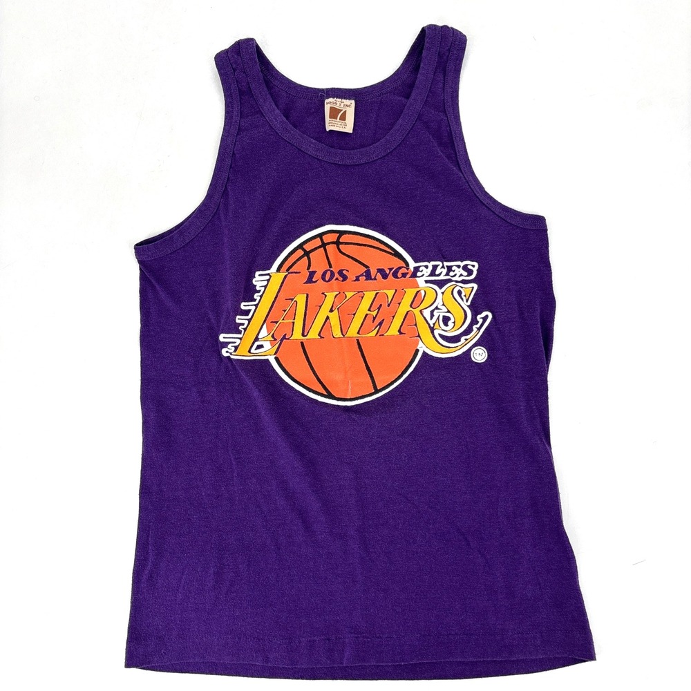 Vintage 80s Los Angeles Lakers Tank Top NBA T Shirt Medium Made In USA Vintage